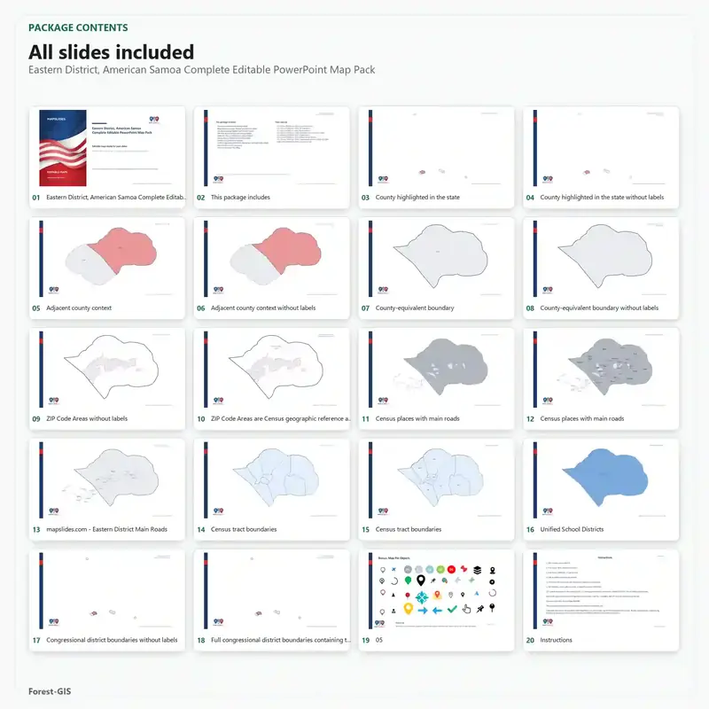 Eastern District, American Samoa Editable Map Pack - Image 2
