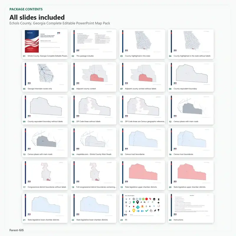 Echols County, Georgia Editable Map Pack - Image 2
