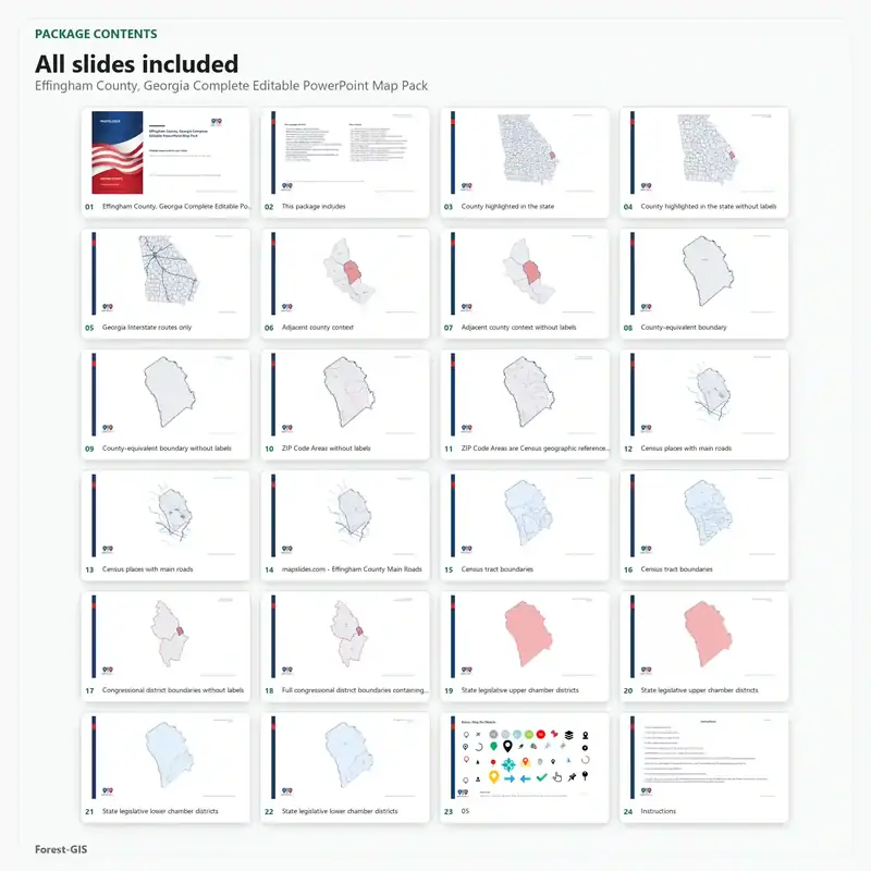 Effingham County, Georgia Editable Map Pack - Image 2