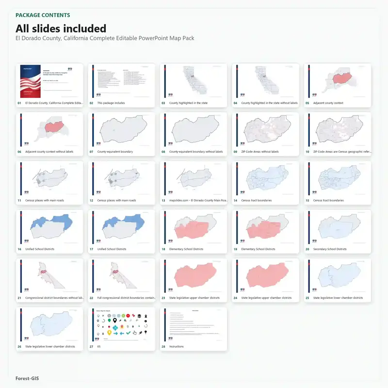El Dorado County, California Editable Map Pack - Image 2