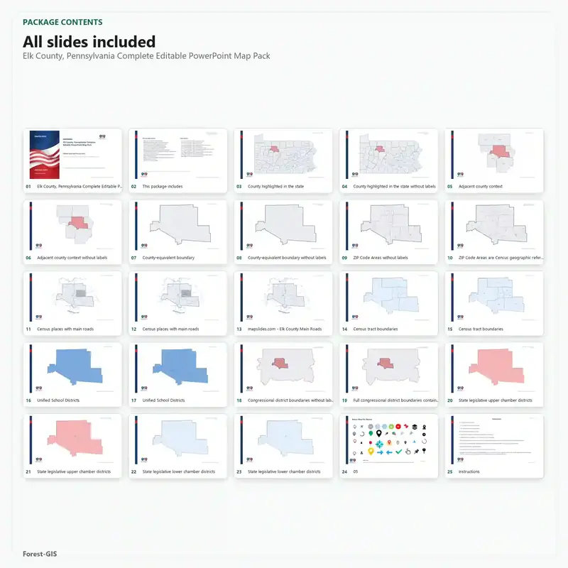 Elk County, Pennsylvania Editable Map Pack - Image 2
