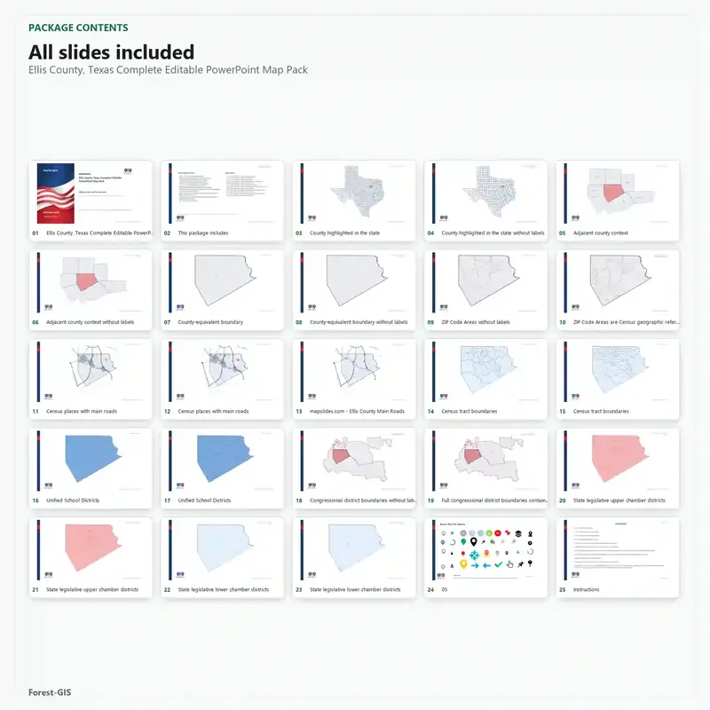Ellis County, Texas Editable Map Pack - Image 2