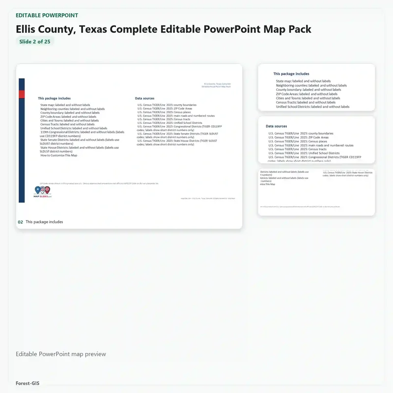 Ellis County, Texas Editable Map Pack - Image 3