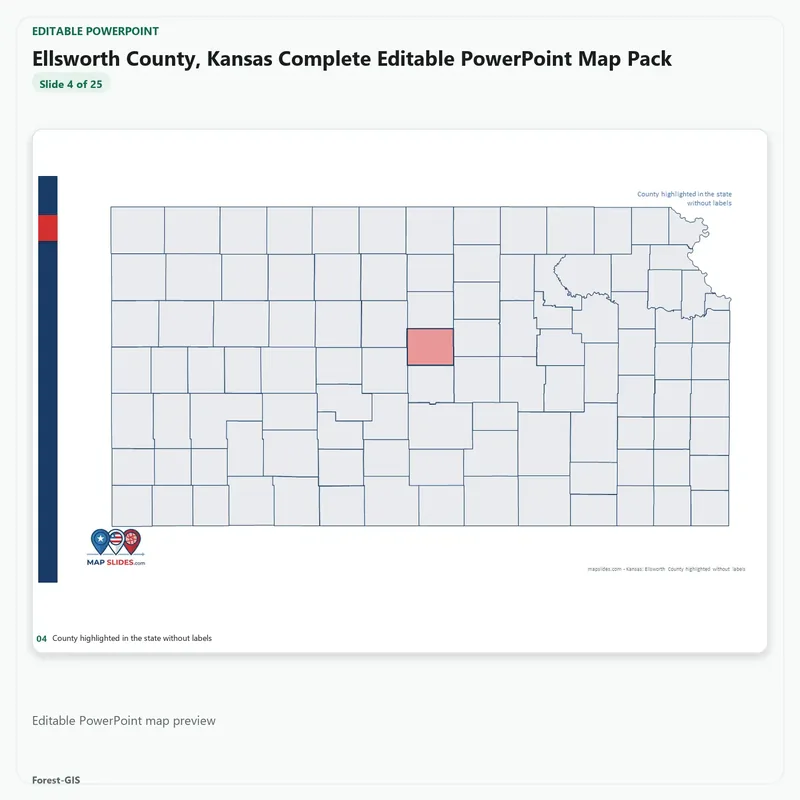 Ellsworth County, Kansas Editable Map Pack - Image 4