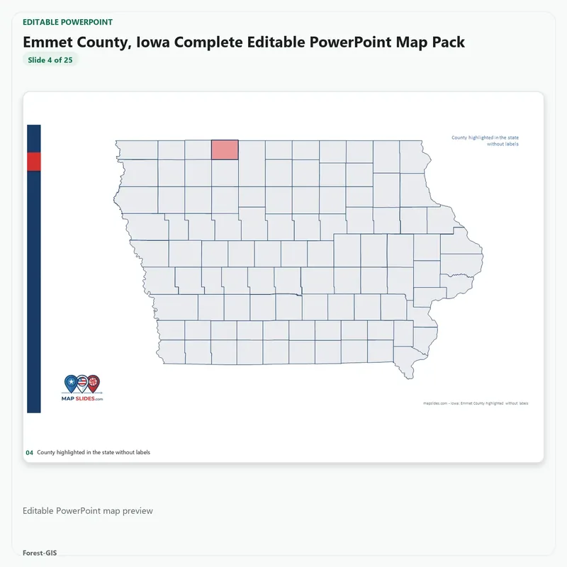 Emmet County, Iowa Editable Map Pack - Image 4