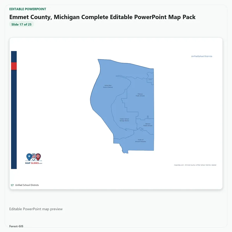 Emmet County, Michigan Editable Map Pack - Image 5