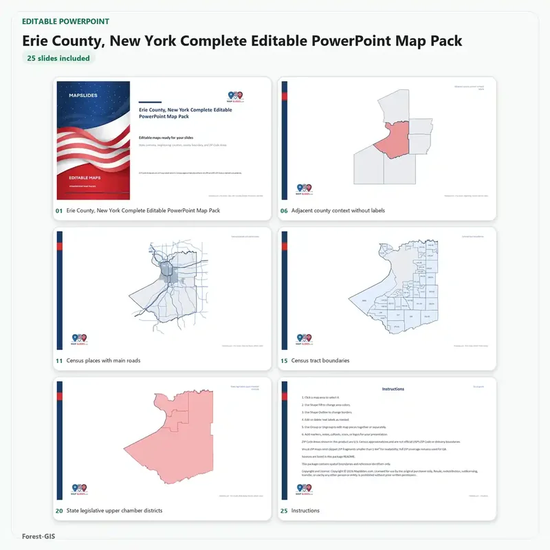Erie County, New York Editable Map Pack
