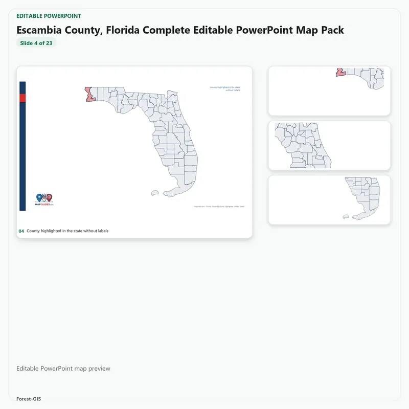 Escambia County, Florida Editable Map Pack - Image 4