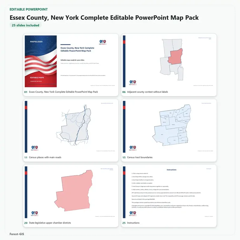 Essex County, New York Editable Map Pack