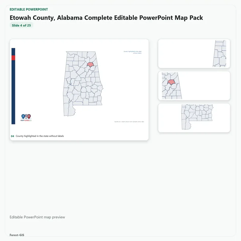 Etowah County, Alabama Editable Map Pack - Image 4