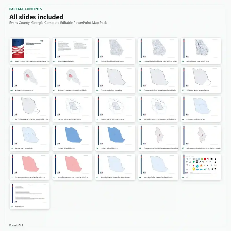 Evans County, Georgia Editable Map Pack - Image 2