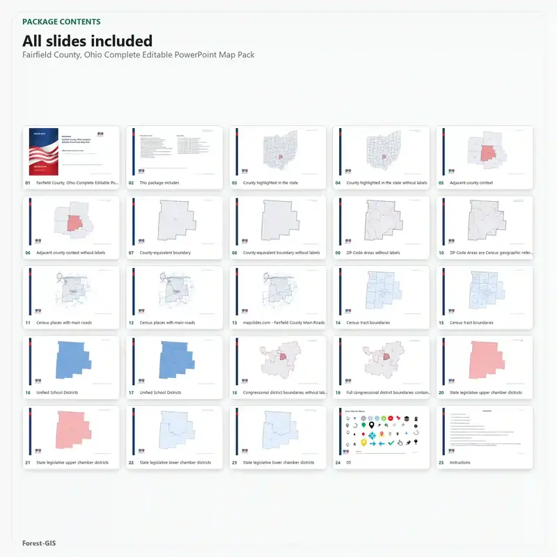 Fairfield County, Ohio Editable Map Pack - Image 2