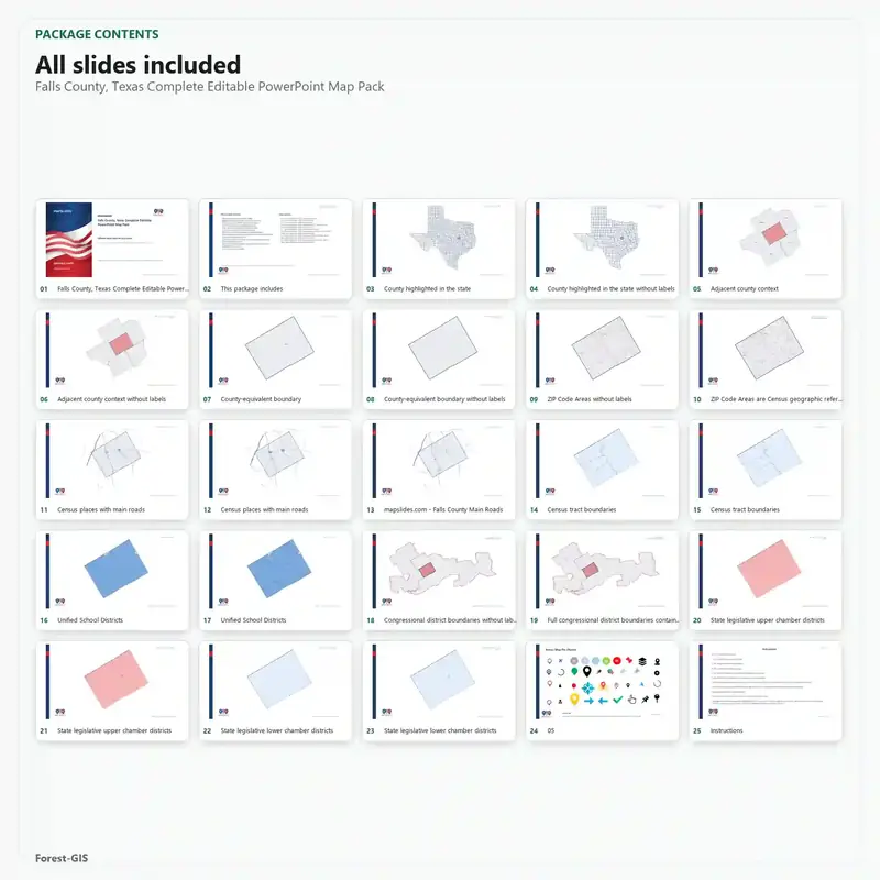 Falls County, Texas Editable Map Pack - Image 2