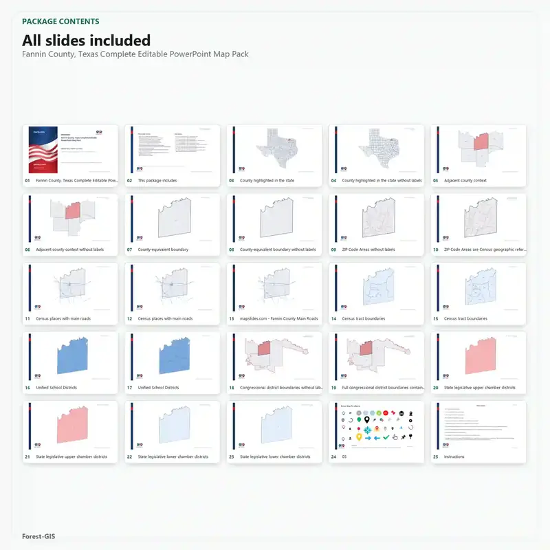 Fannin County, Texas Editable Map Pack - Image 2
