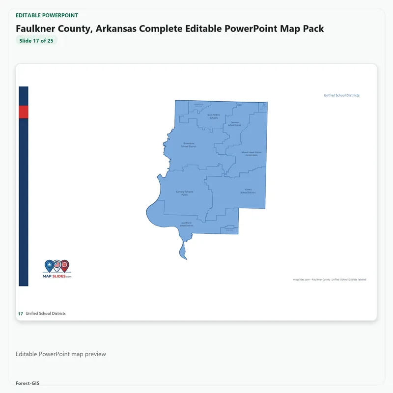 Faulkner County, Arkansas Editable Map Pack - Image 5