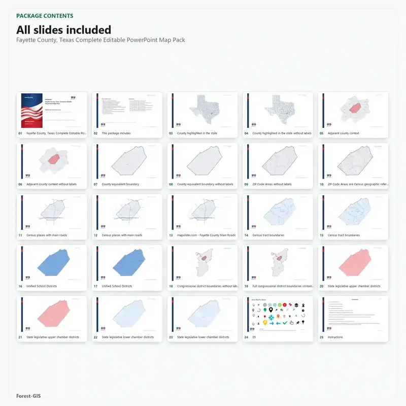 Fayette County, Texas Editable Map Pack - Image 2