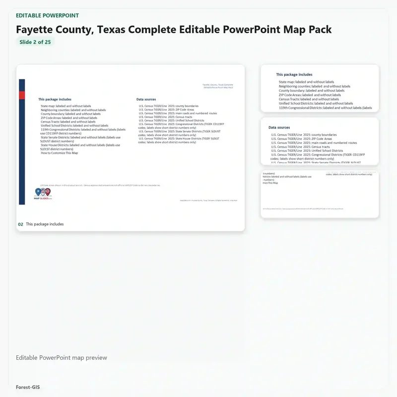 Fayette County, Texas Editable Map Pack - Image 3