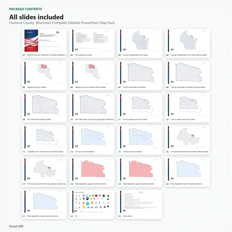 Florence County, Wisconsin Editable Map Pack - Image 2