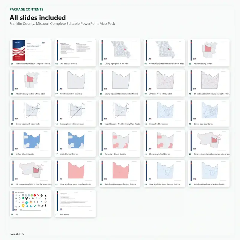 Franklin County, Missouri Editable Map Pack - Image 2