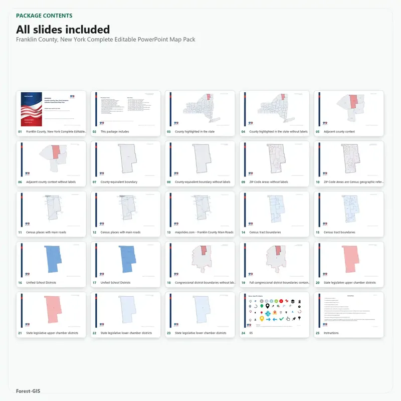Franklin County, New York Editable Map Pack - Image 2