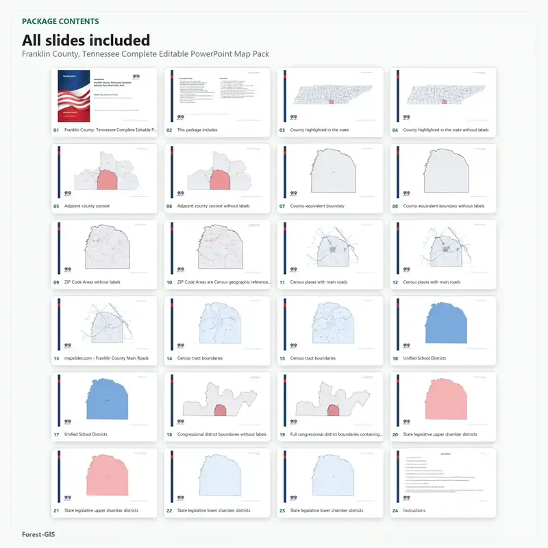 Franklin County, Tennessee Editable Map Pack - Image 2