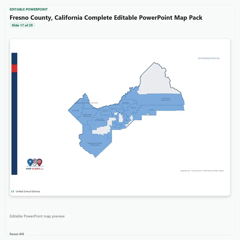 Fresno County, California Editable Map Pack - Image 5