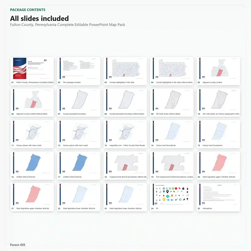 Fulton County, Pennsylvania Editable Map Pack - Image 2