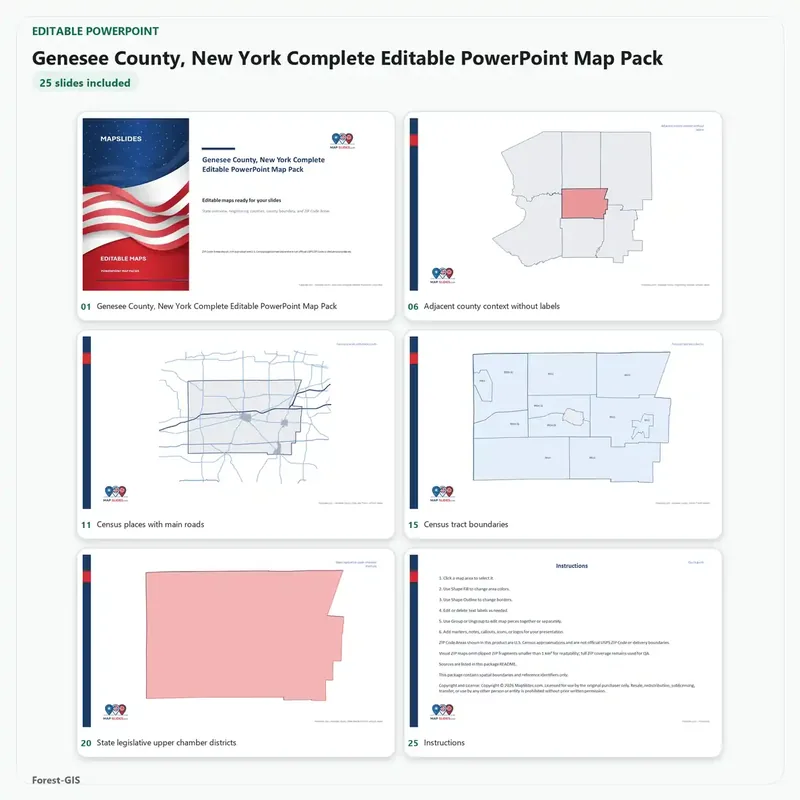 Genesee County, New York Editable Map Pack