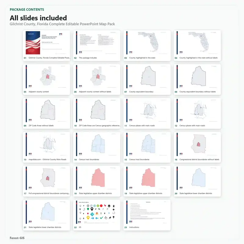 Gilchrist County, Florida Editable Map Pack - Image 2