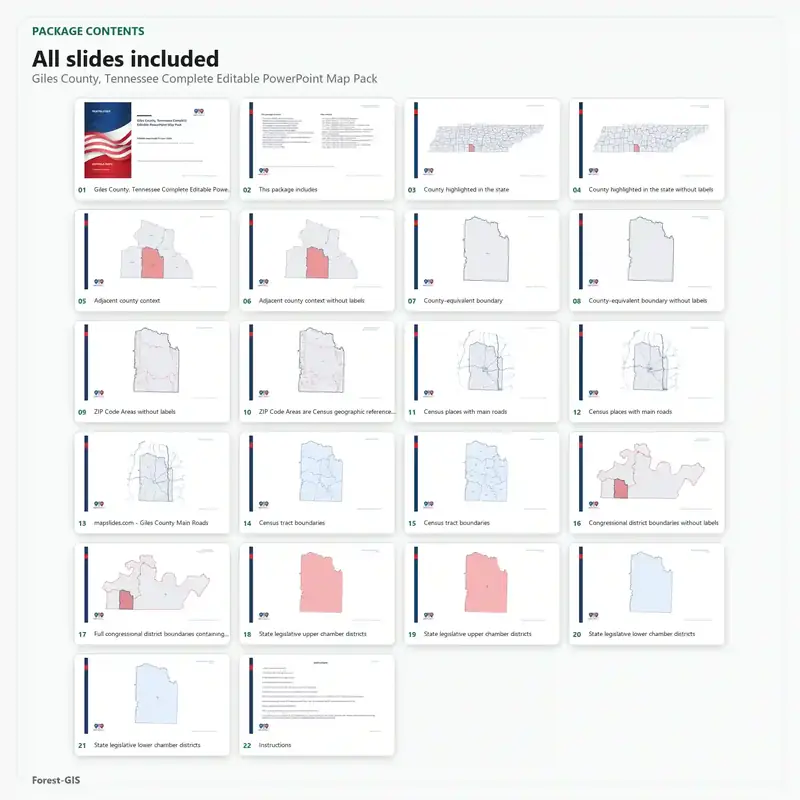 Giles County, Tennessee Editable Map Pack - Image 2