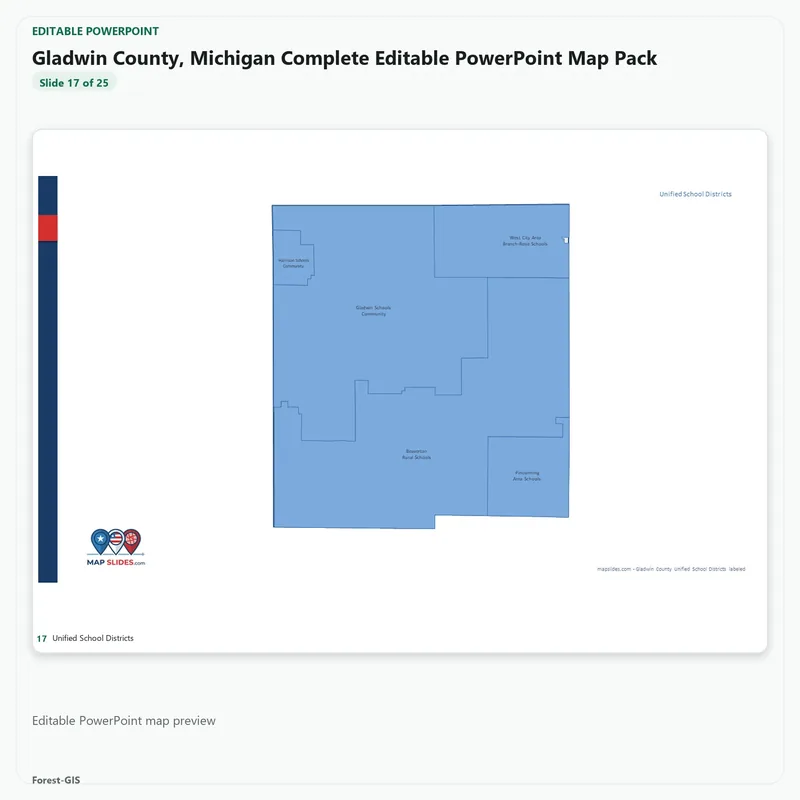 Gladwin County, Michigan Editable Map Pack - Image 5