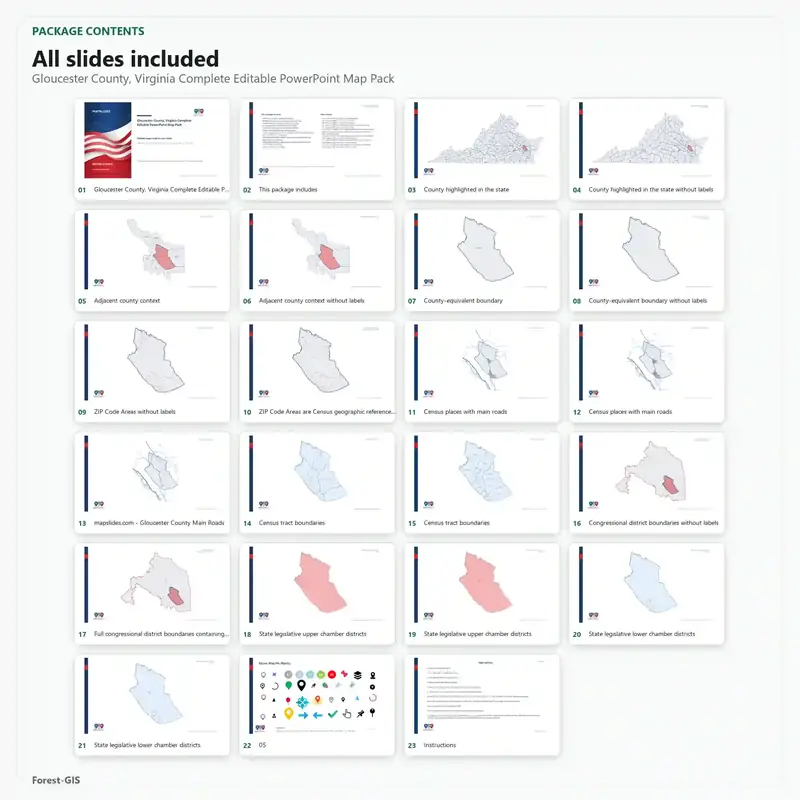 Gloucester County, Virginia Editable Map Pack - Image 2