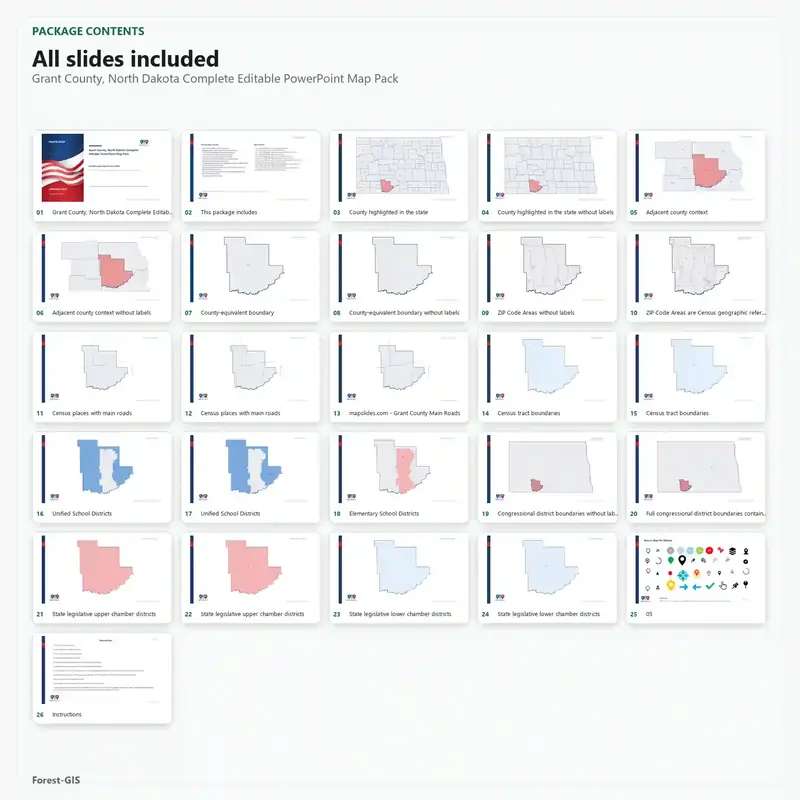 Grant County, North Dakota Editable Map Pack - Image 2