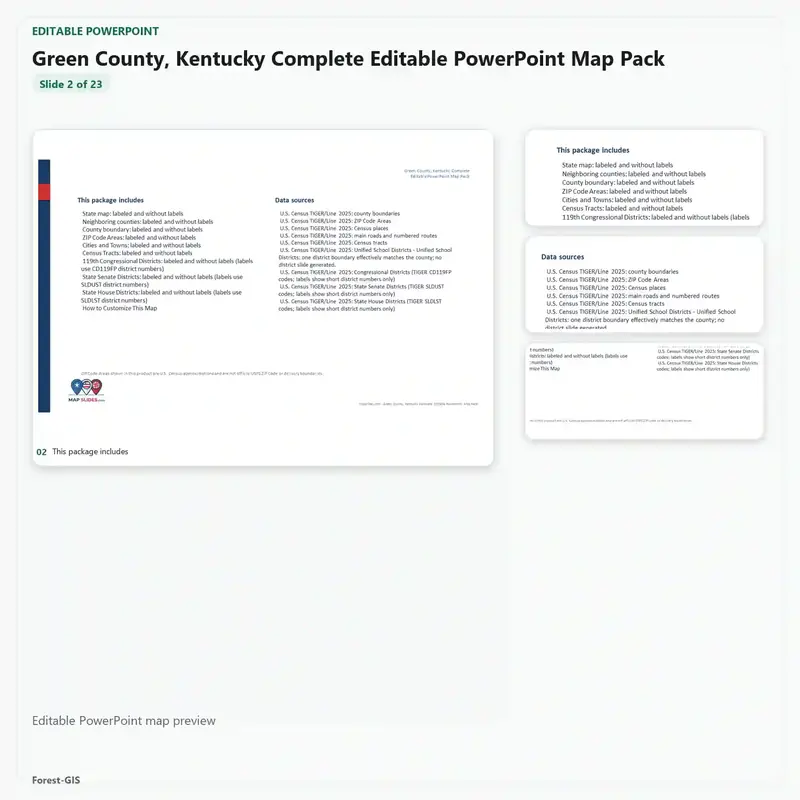 Green County, Kentucky Editable Map Pack - Image 3