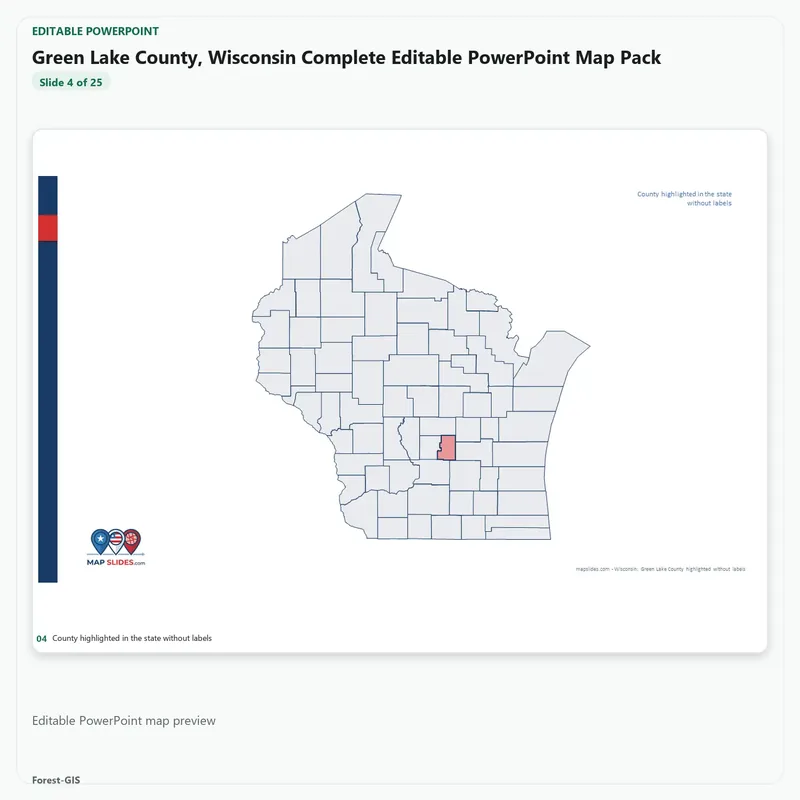 Green Lake County, Wisconsin Editable Map Pack - Image 4