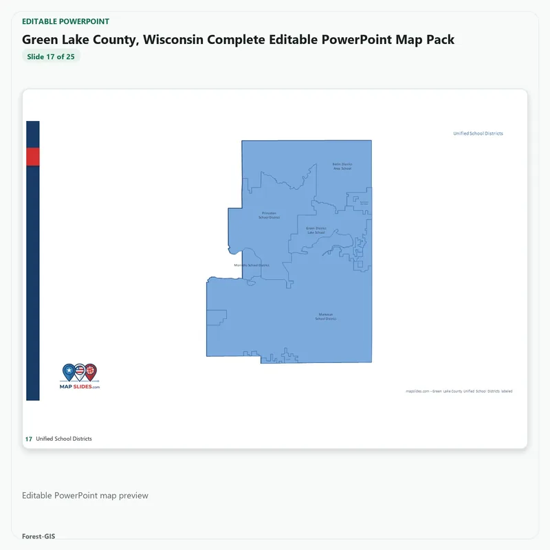 Green Lake County, Wisconsin Editable Map Pack - Image 5