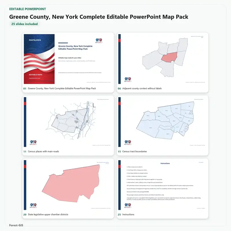 Greene County, New York Editable Map Pack
