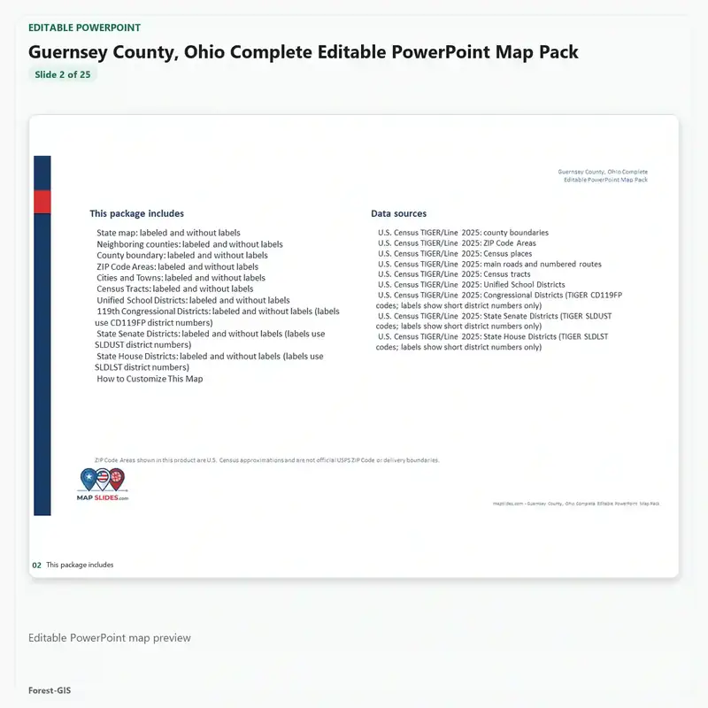 Guernsey County, Ohio Editable Map Pack - Image 3