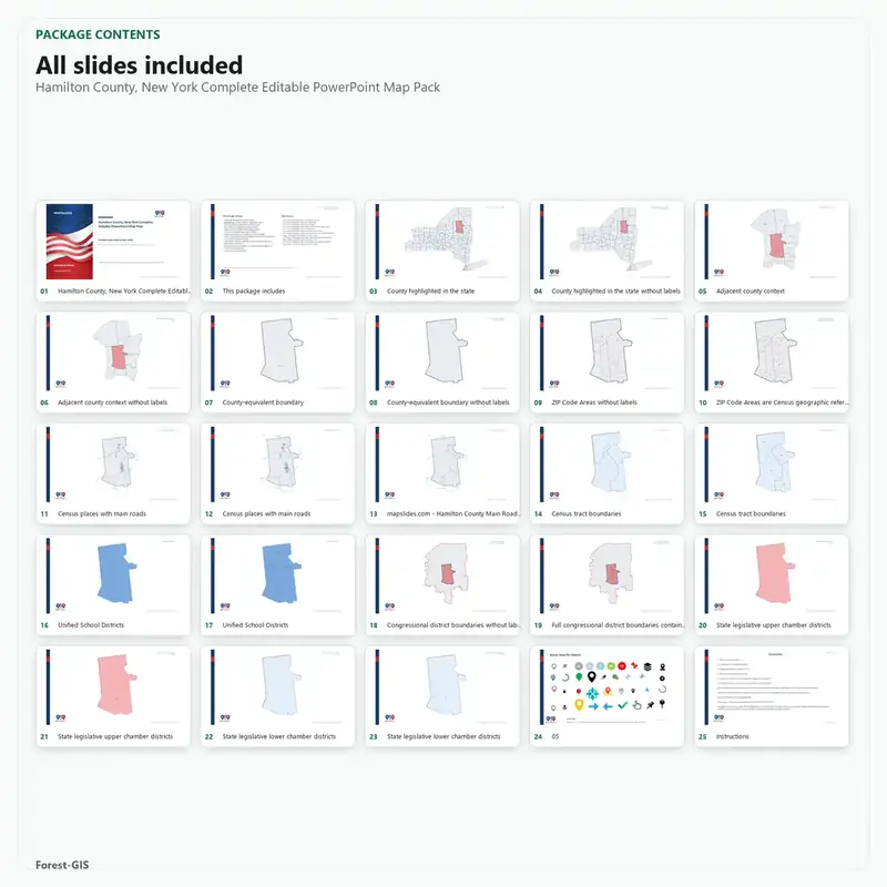 Hamilton County, New York Editable Map Pack - Image 2