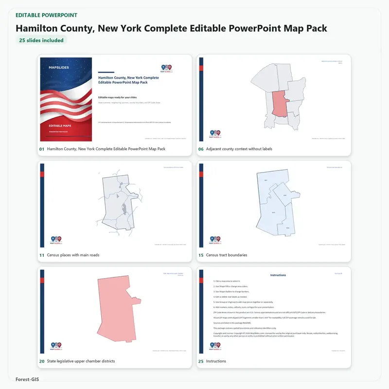 Hamilton County, New York Editable Map Pack