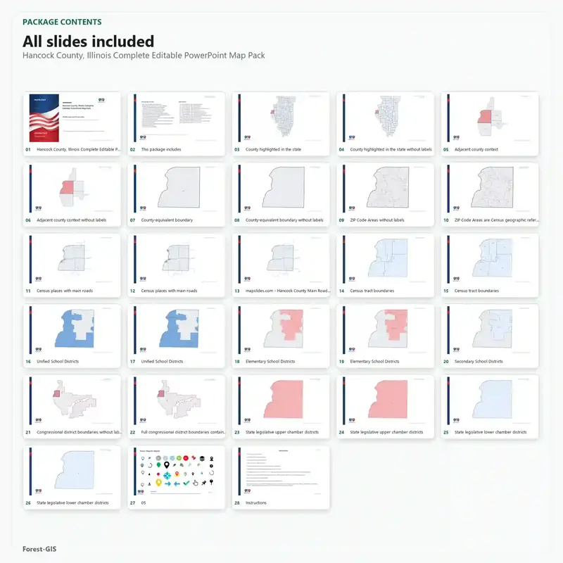 Hancock County, Illinois Editable Map Pack - Image 2