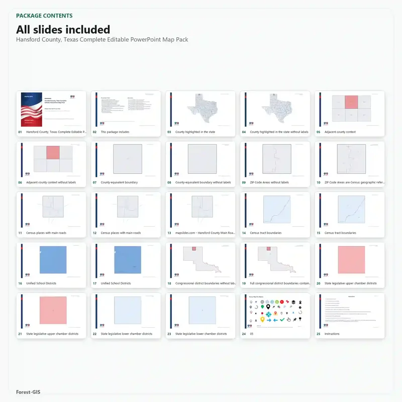 Hansford County, Texas Editable Map Pack - Image 2