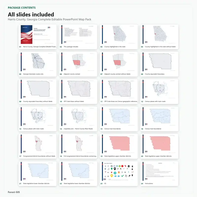 Harris County, Georgia Editable Map Pack - Image 2
