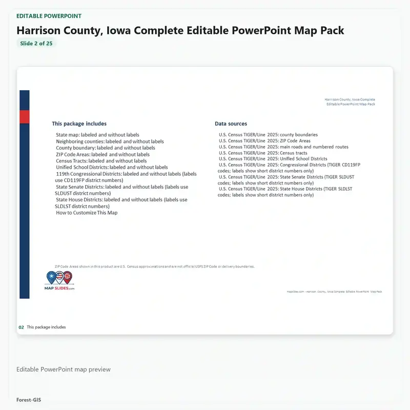 Harrison County, Iowa Editable Map Pack - Image 3
