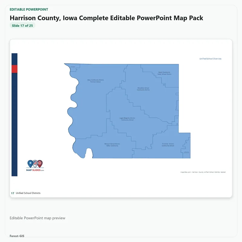 Harrison County, Iowa Editable Map Pack - Image 5