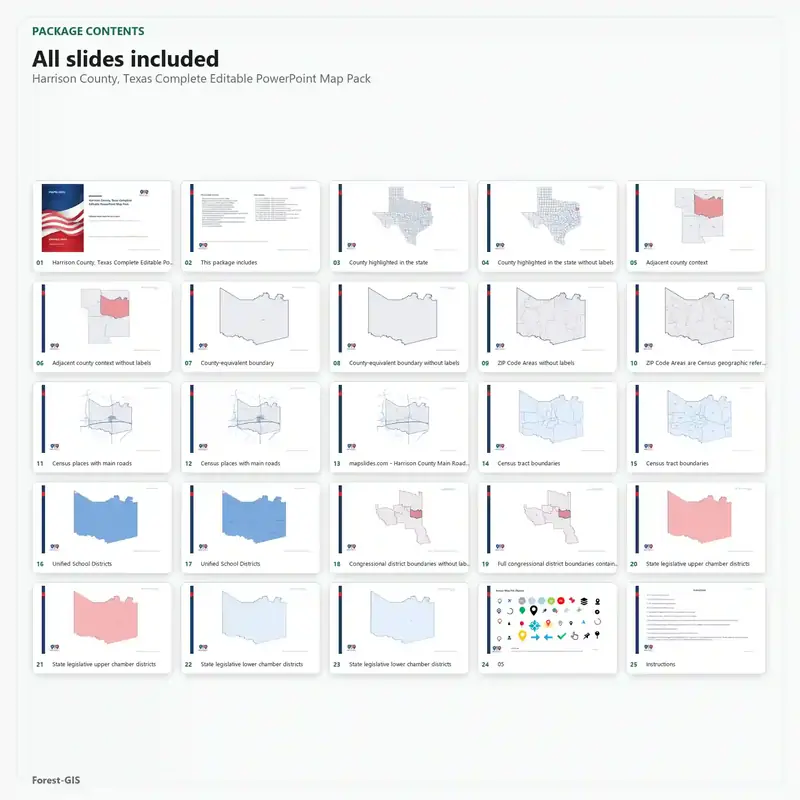 Harrison County, Texas Editable Map Pack - Image 2