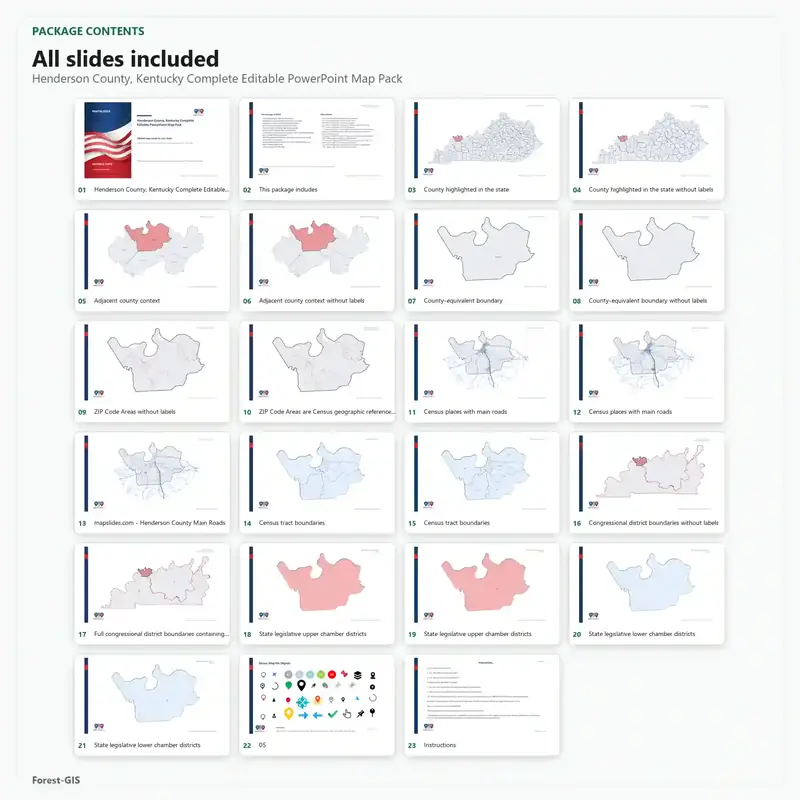 Henderson County, Kentucky Editable Map Pack - Image 2