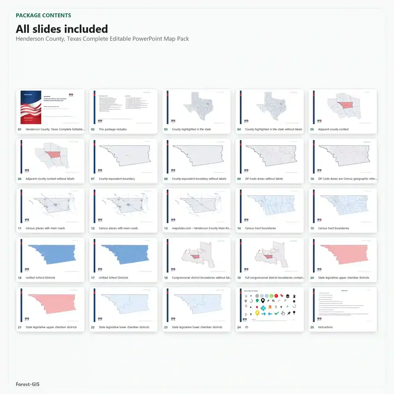 Henderson County, Texas Editable Map Pack - Image 2