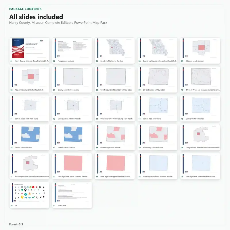 Henry County, Missouri Editable Map Pack - Image 2