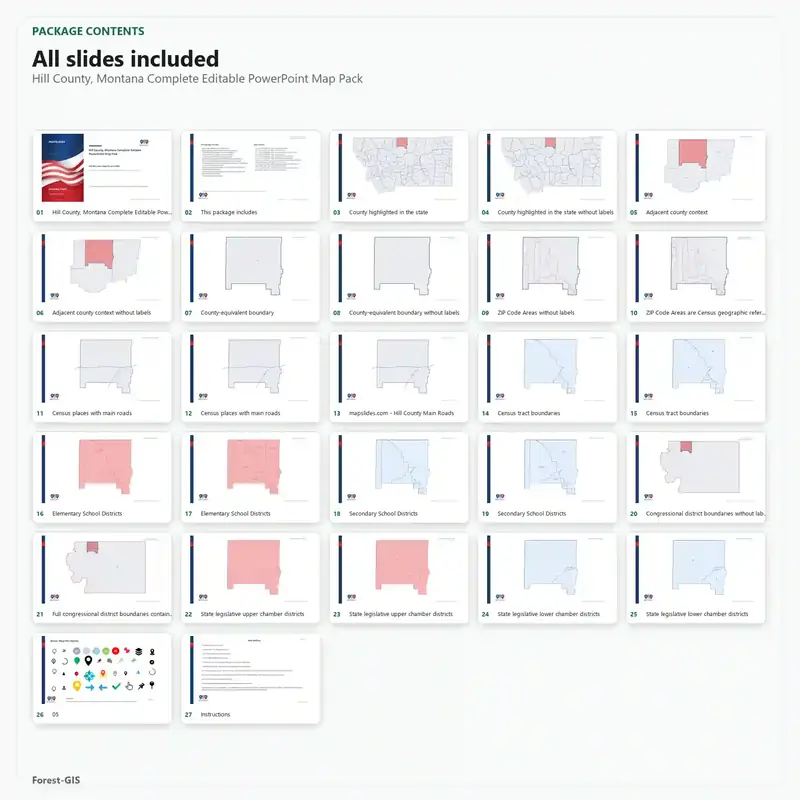 Hill County, Montana Editable Map Pack - Image 2